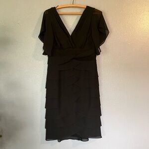 Scarlett Nite Black Ruffled Wrap Midi Dress